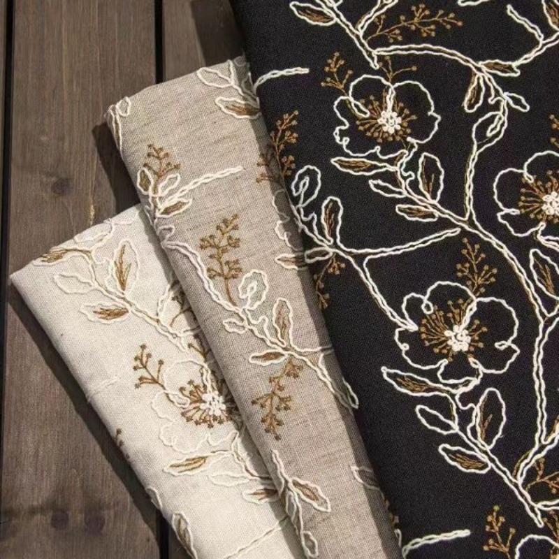Sewing Cotton - Embroidered Tulle Lace Trim Fabric Linen